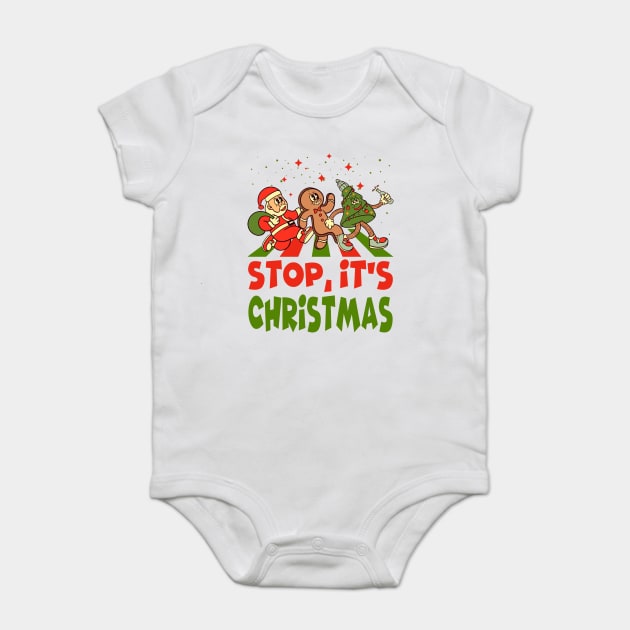 Christmas Road - 3, Santa Claus, Gingerbread man, Christmas tree Baby Bodysuit by Megadorim
